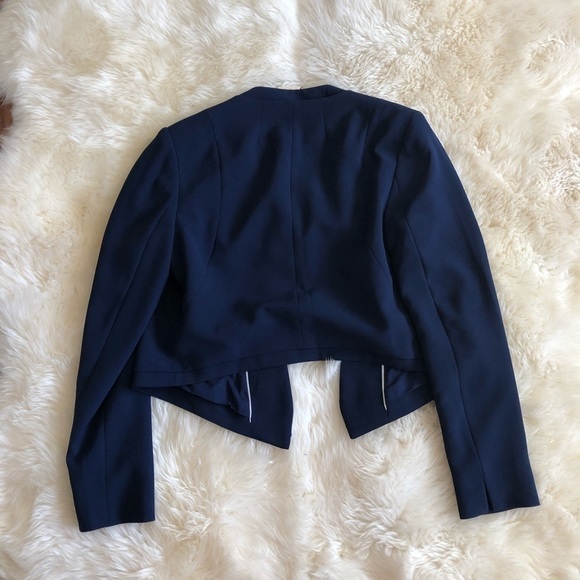 WHBM Cropped Soft Draped Jacket Navy Open Front 6 - Picture 7 of 8